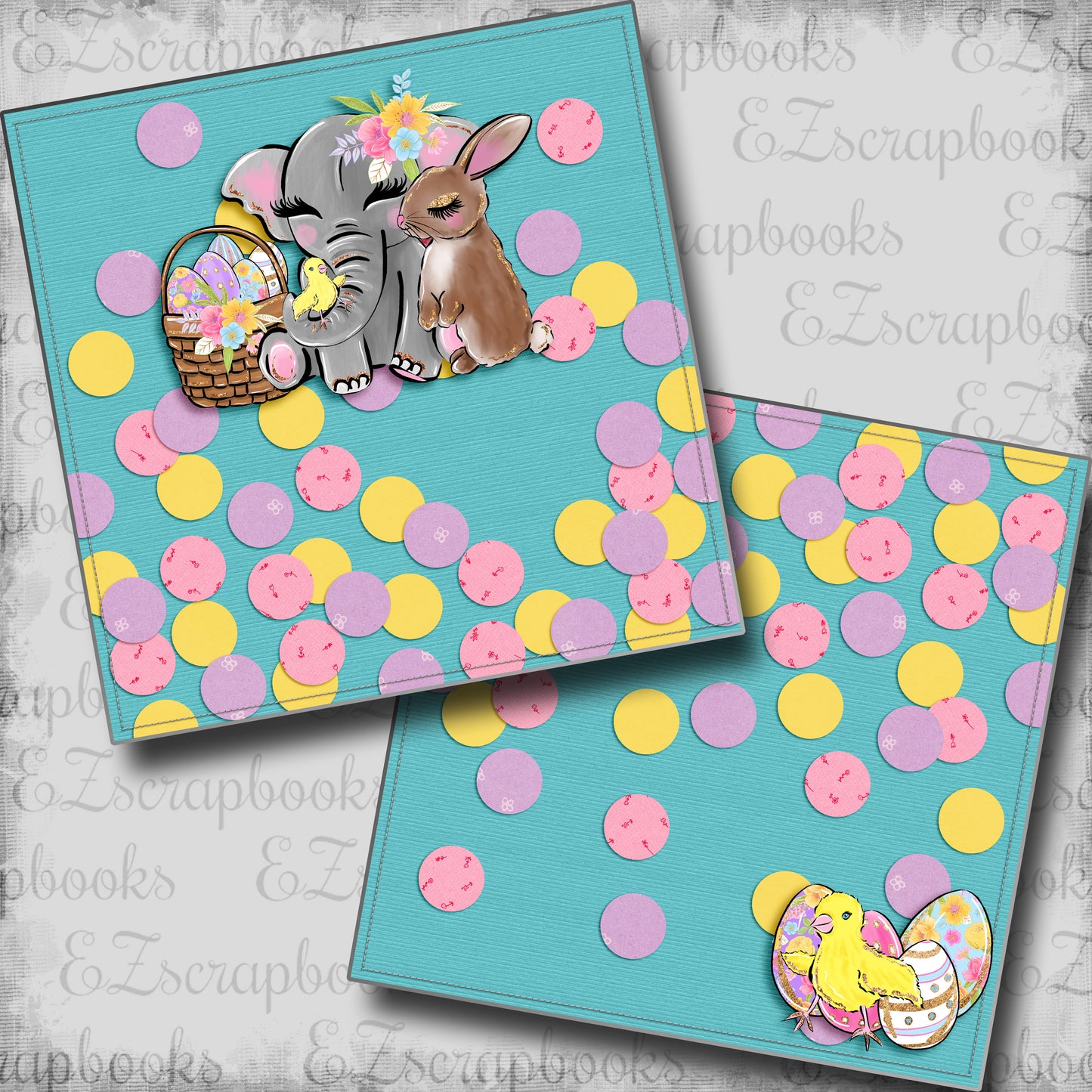 Easter Cuties NPM - 5349 - EZscrapbooks Scrapbook Layouts Spring - Easter