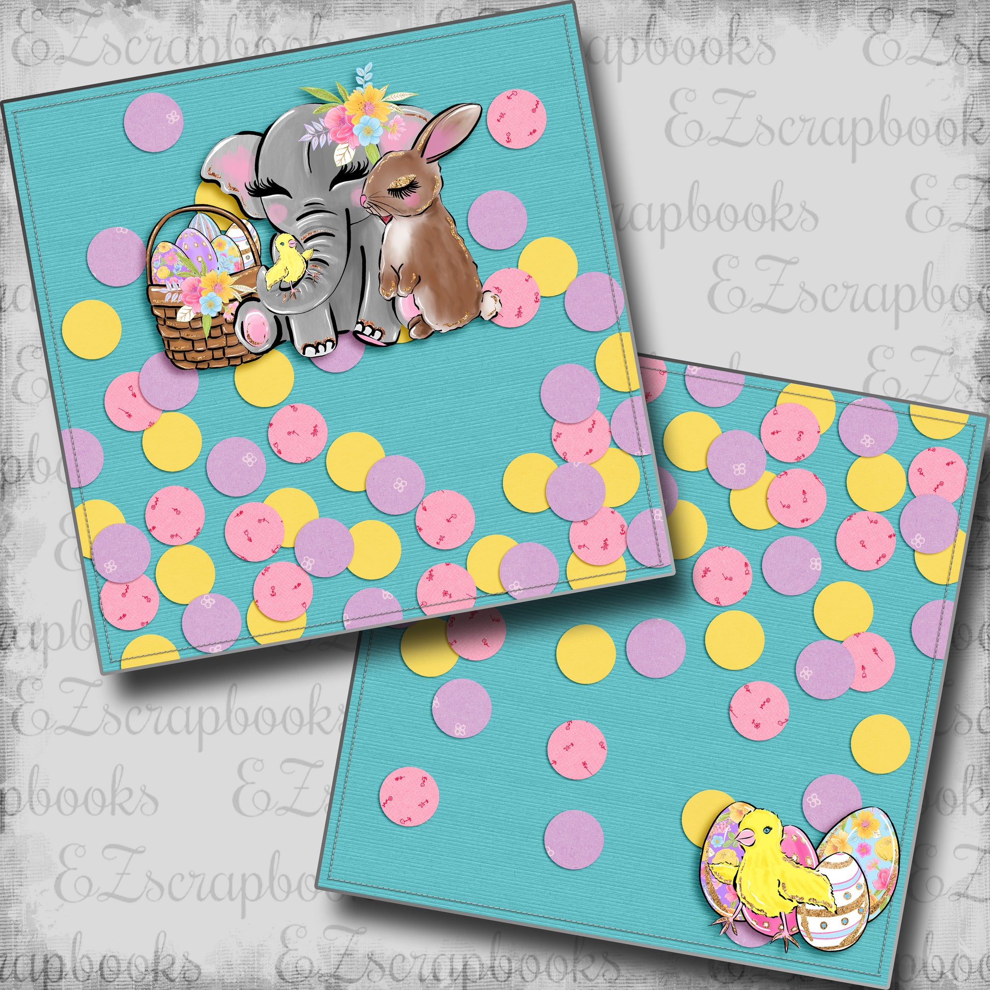 Easter Cuties NPM - 5349 - EZscrapbooks Scrapbook Layouts Spring - Easter