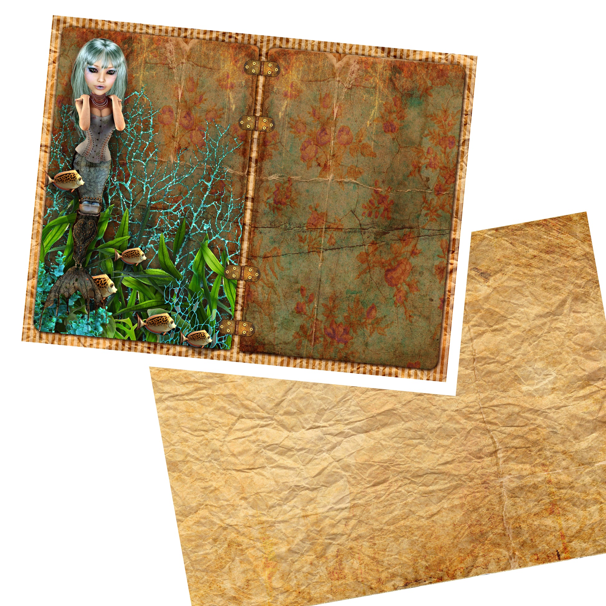 Steampunk Mermaid Journal DIY - 7087 - EZscrapbooks Scrapbook Layouts Journals