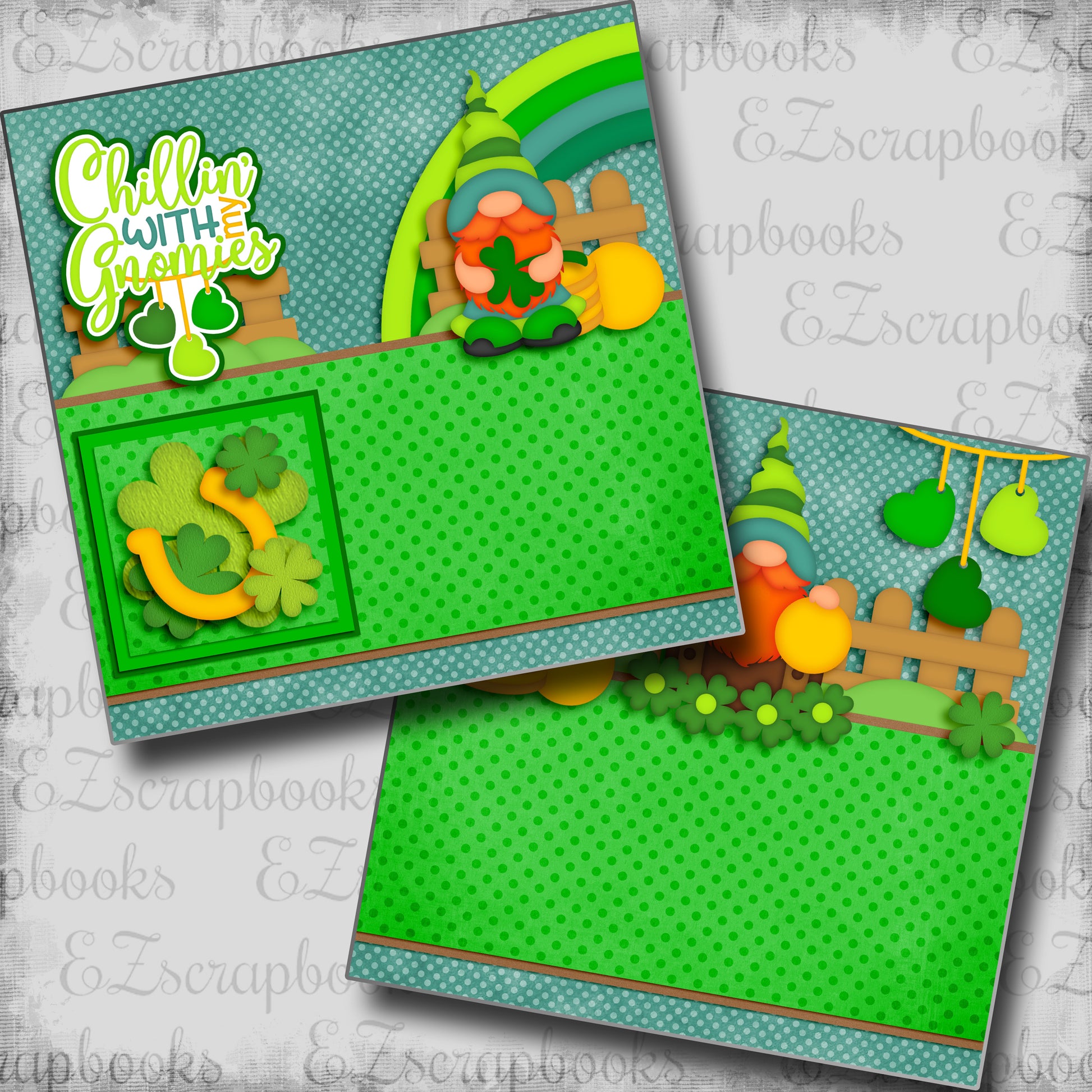 Chillin' with the Gnomies NPM - 5395 - EZscrapbooks Scrapbook Layouts St Patrick's Day