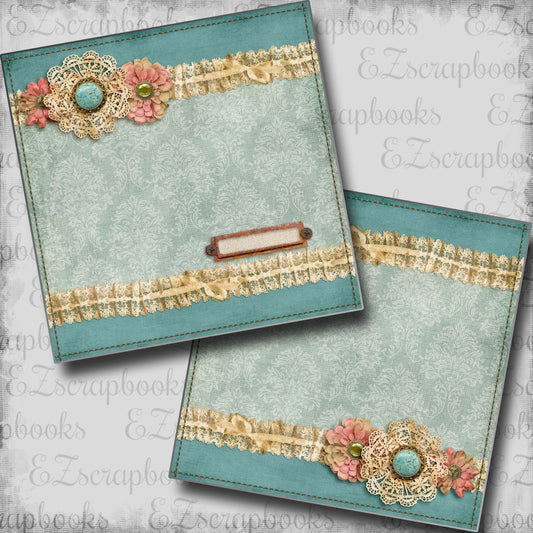Teal & Lace NPM - 5533 - EZscrapbooks Scrapbook Layouts Family, Heritage, Other