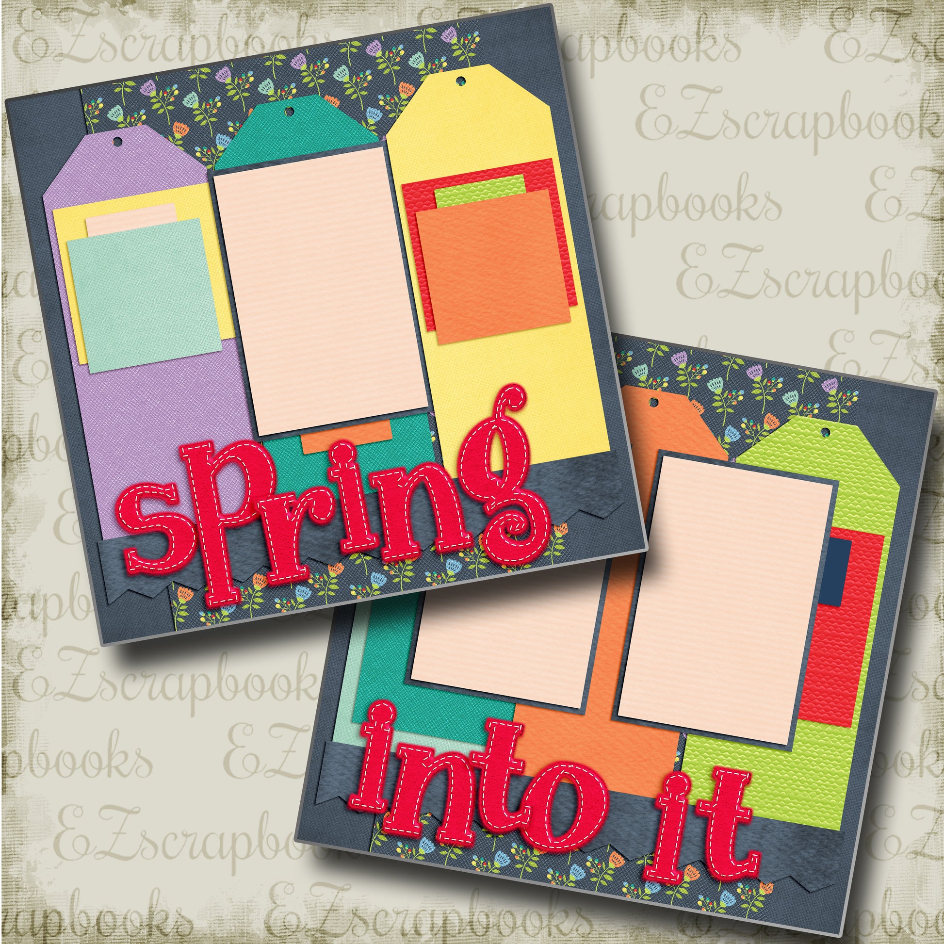 Spring Into It - 4670 - EZscrapbooks Scrapbook Layouts Spring - Easter