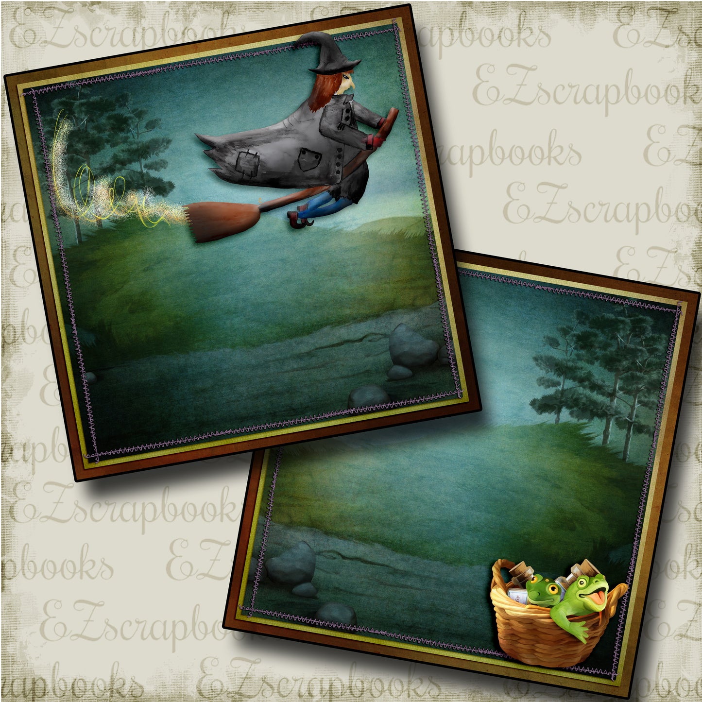 When Brooms Fly NPM - 4113 - EZscrapbooks Scrapbook Layouts Halloween