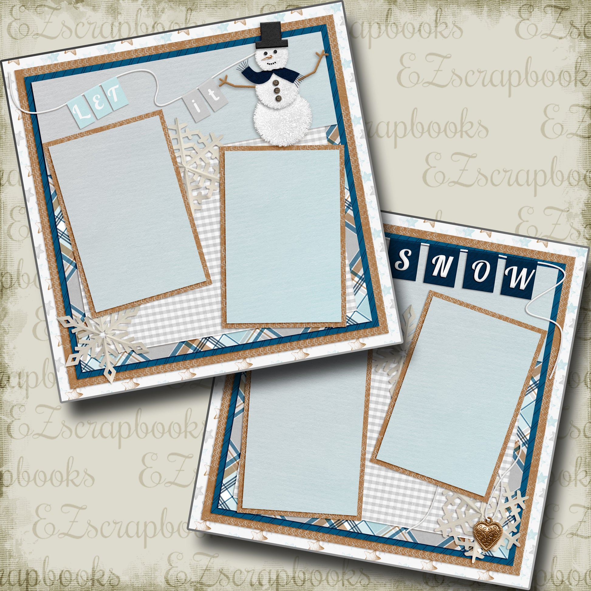 Let It Snow Snowman - 5184 - EZscrapbooks Scrapbook Layouts Christmas, Snow, Winter