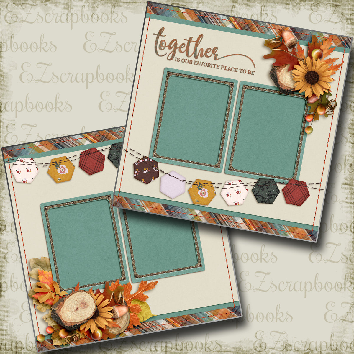 Together - 4394 - EZscrapbooks Scrapbook Layouts Fall - Autumn, Family, Thanksgiving