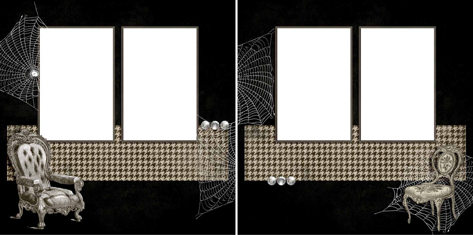 Ghostly Chairs - Digital Scrapbook Pages - INSTANT DOWNLOAD - EZscrapbooks Scrapbook Layouts Halloween