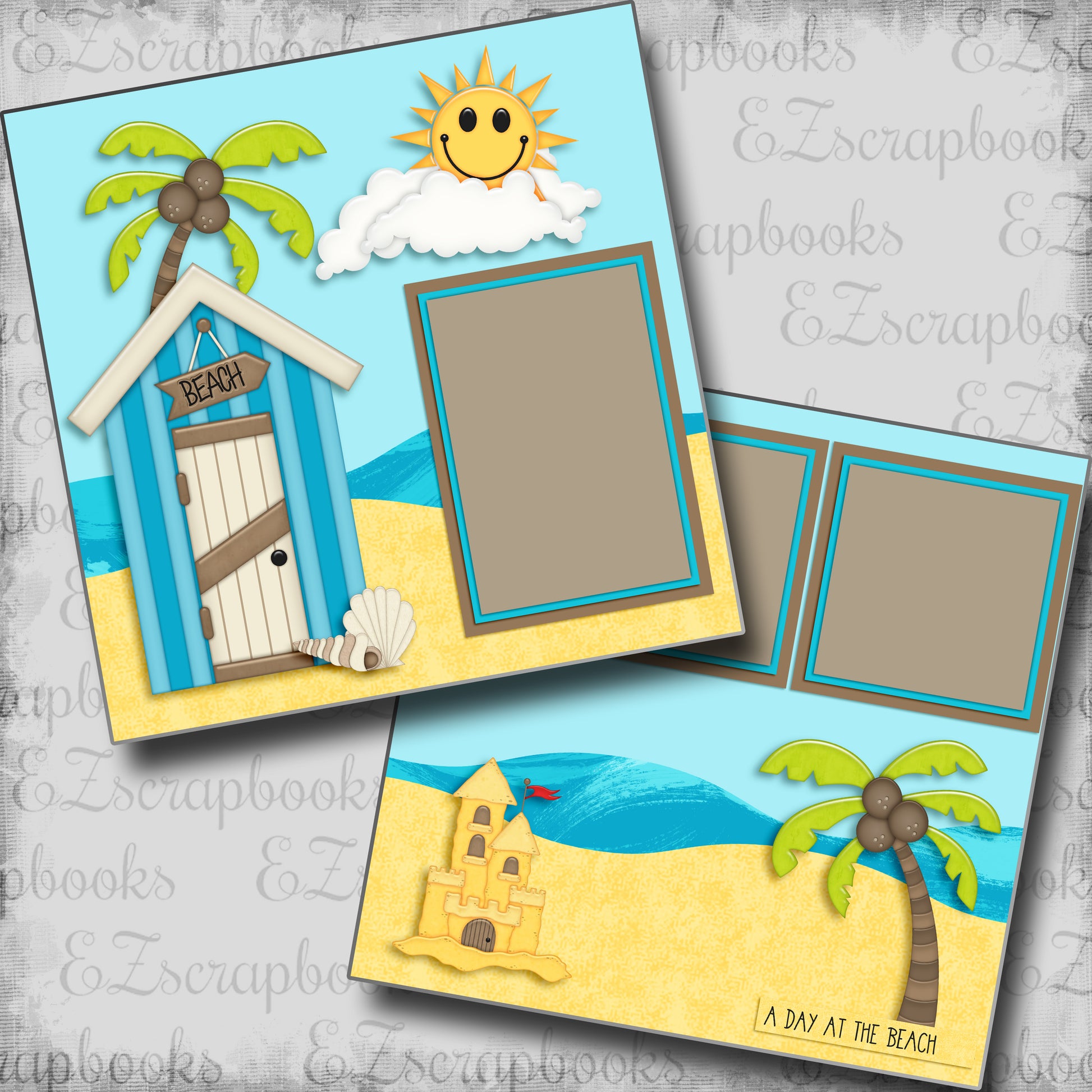 A Day at the Beach - 5578 - EZscrapbooks Scrapbook Layouts Beach - Tropical