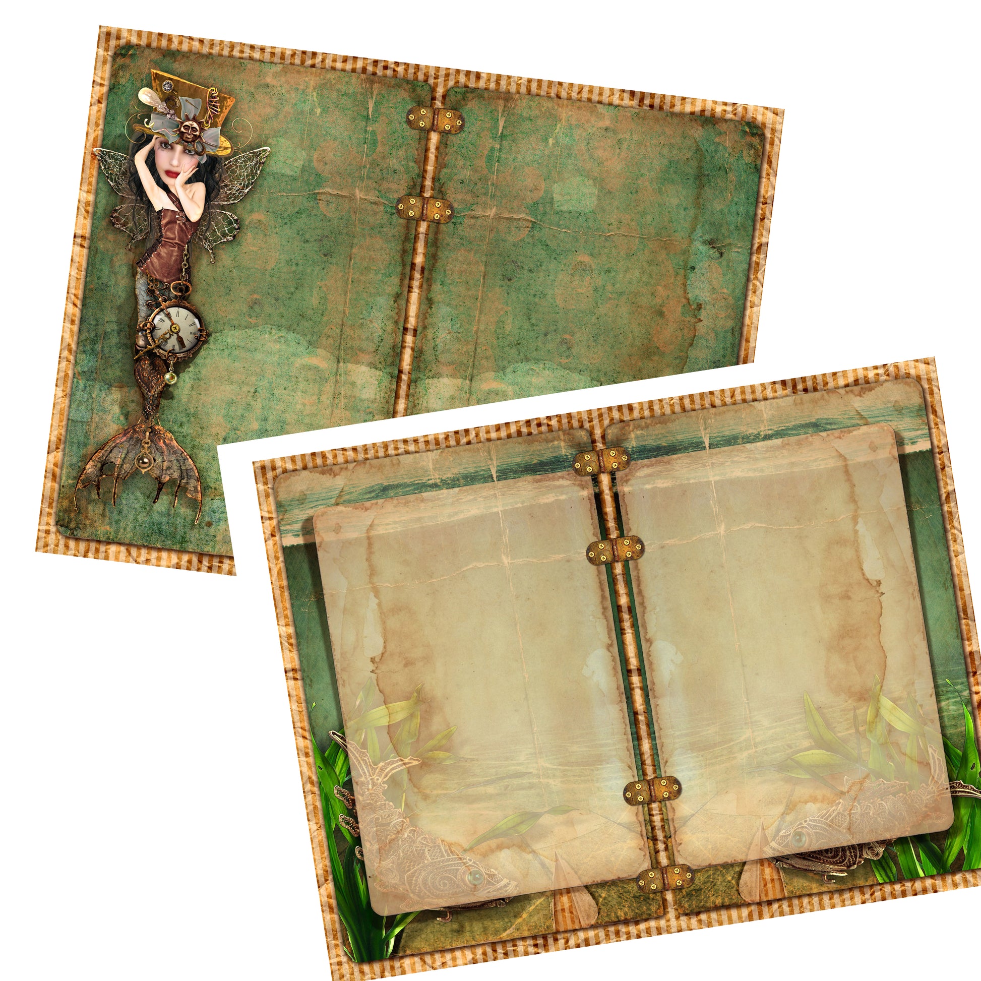 Steampunk Mermaid Journal DIY - 7087 - EZscrapbooks Scrapbook Layouts Journals