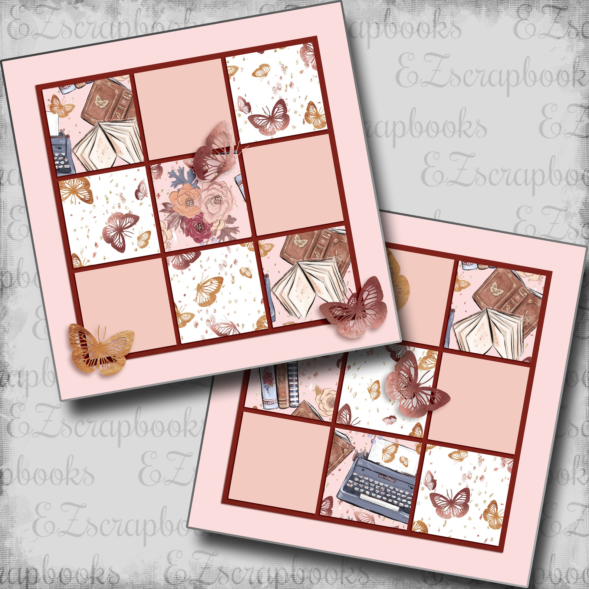 Books & Butterflies NPM - 5489 - EZscrapbooks Scrapbook Layouts Fall - Autumn