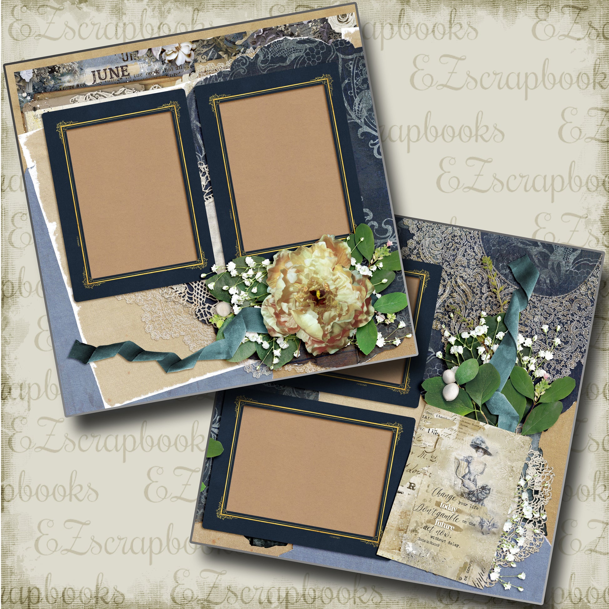 Shabby Calendar Months of the Year Pack - 1431 - EZscrapbooks Scrapbook Layouts Months of the Year