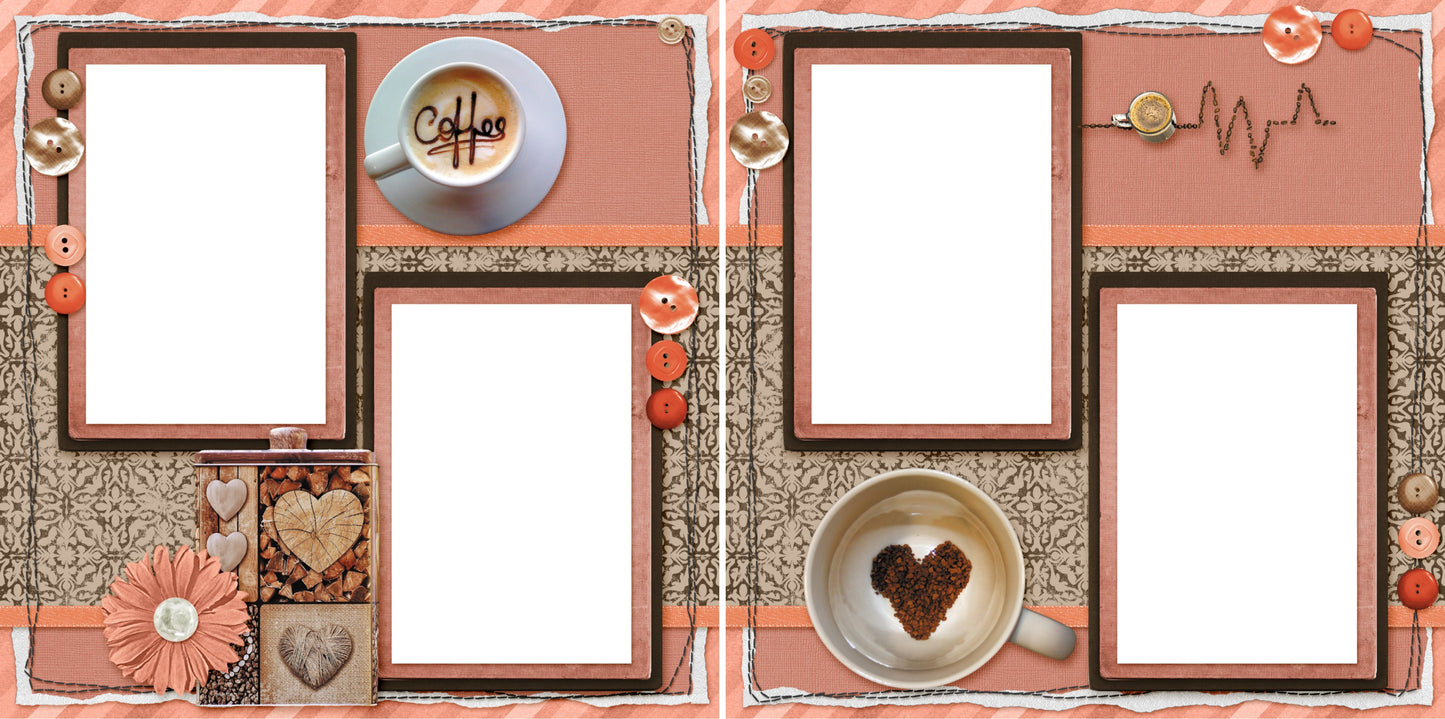 Coffee - Digital Scrapbook Pages - INSTANT DOWNLOAD - EZscrapbooks Scrapbook Layouts coffee, Foods