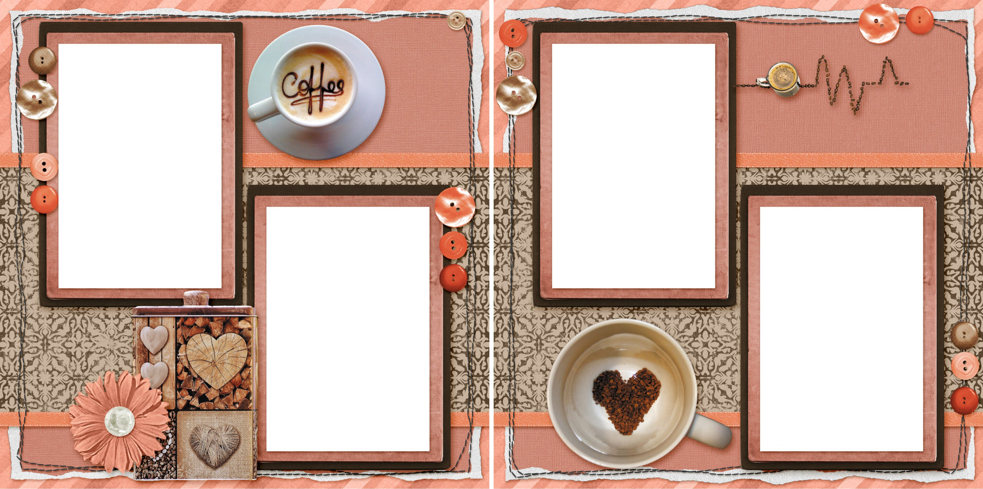 Coffee - Digital Scrapbook Pages - INSTANT DOWNLOAD - EZscrapbooks Scrapbook Layouts coffee, Foods