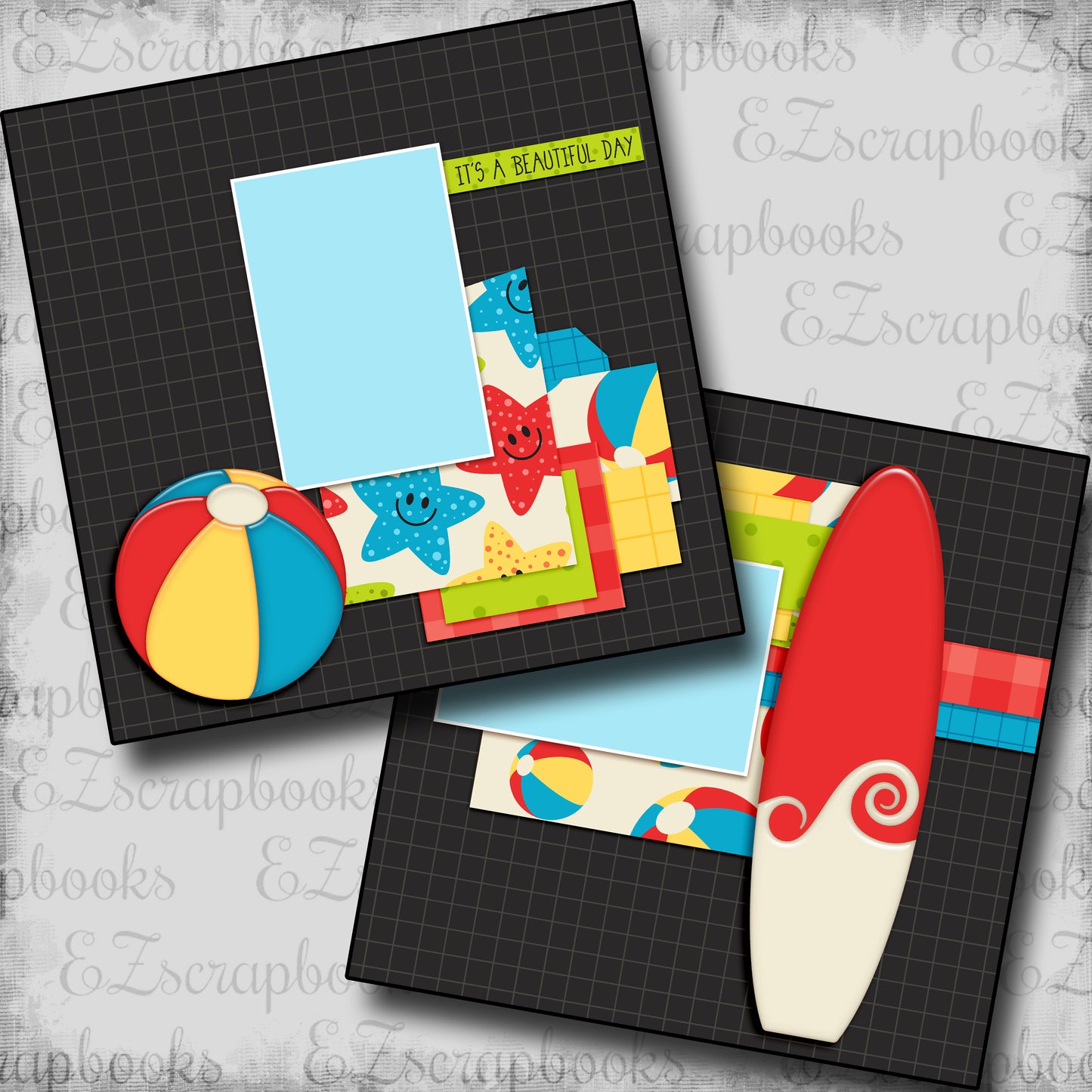 It's a Beautiful Day - 5584 - EZscrapbooks Scrapbook Layouts Beach - Tropical, Swimming - Pool