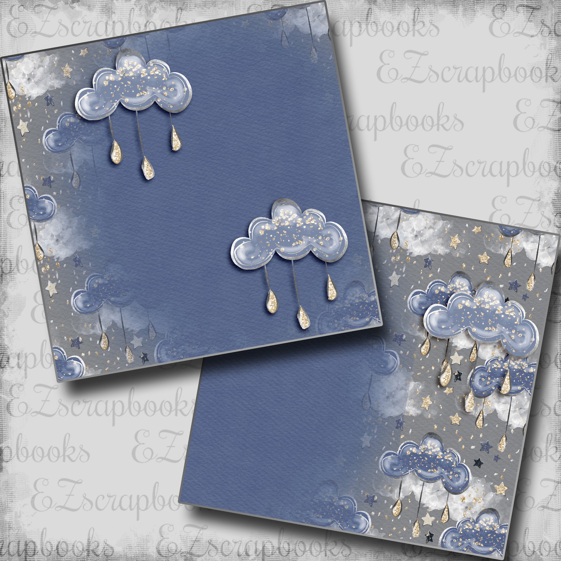 Baby Boy Clouds NPM - 5435 - EZscrapbooks Scrapbook Layouts Baby