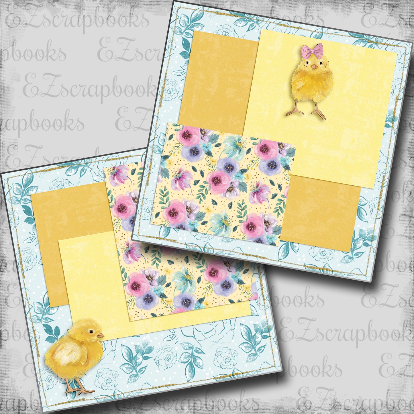 Easter Chicks NPM - 5417 - EZscrapbooks Scrapbook Layouts Baby - Toddler, Spring - Easter