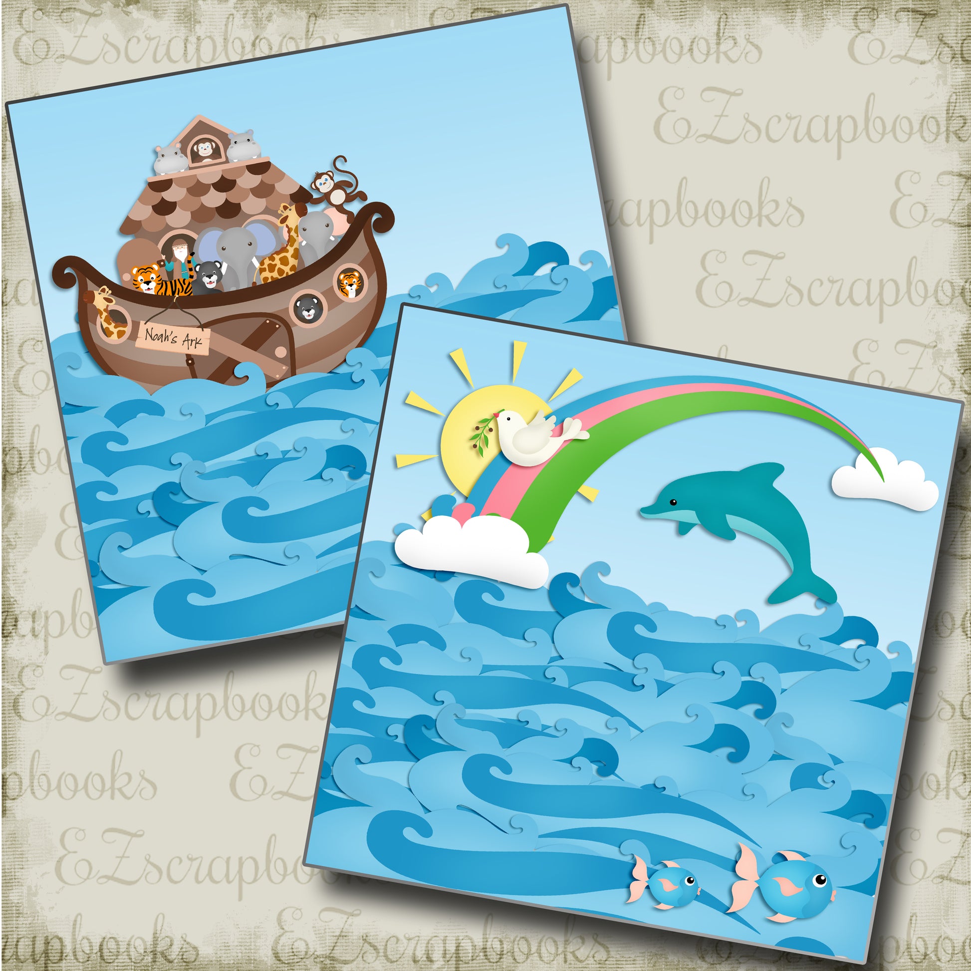 Noah's Ark NPM - 4883 - EZscrapbooks Scrapbook Layouts Beach - Tropical, Faith - Religious, Swimming - Pool