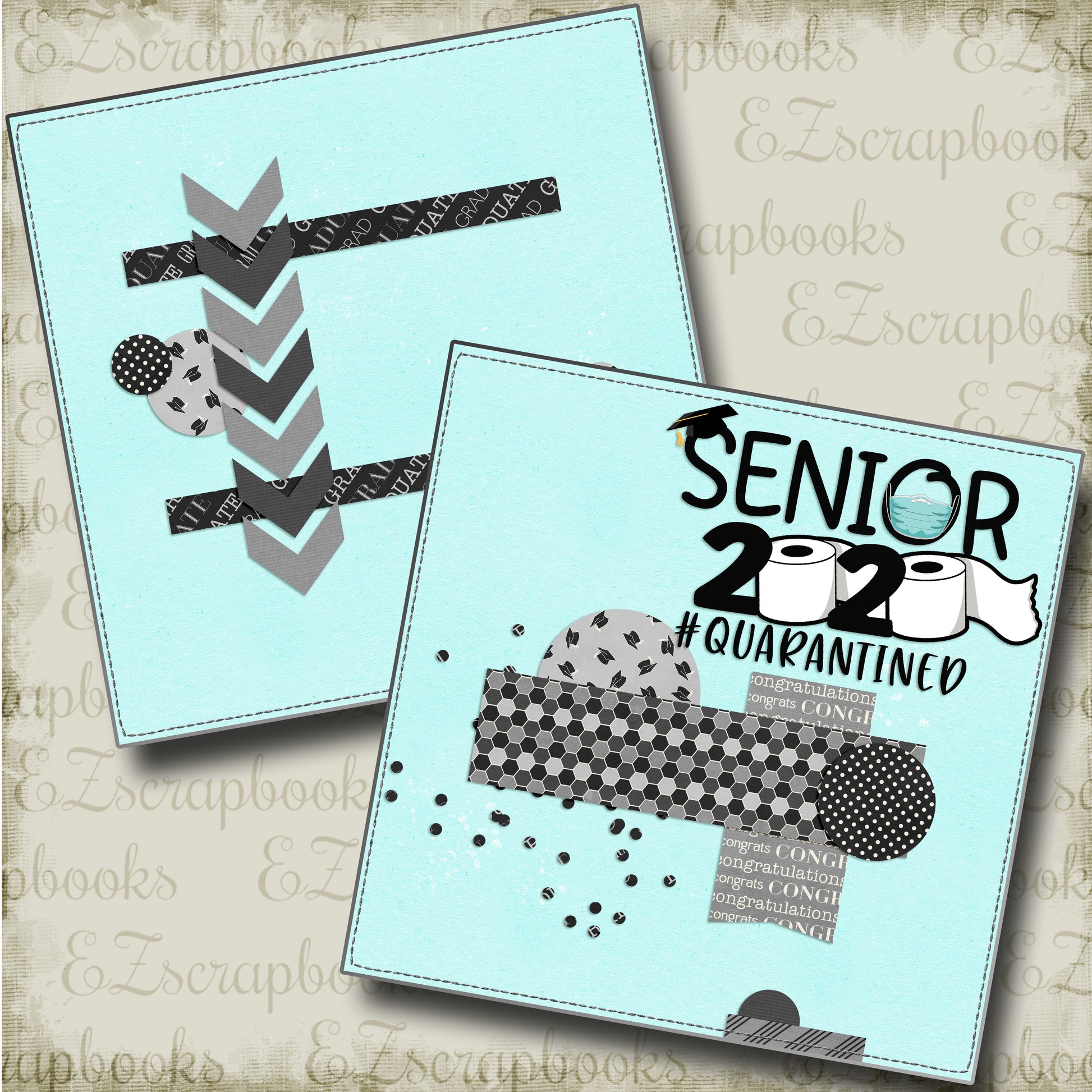 Quarantined Senior NPM - 4717 - EZscrapbooks Scrapbook Layouts covid, Quarantine-Corona