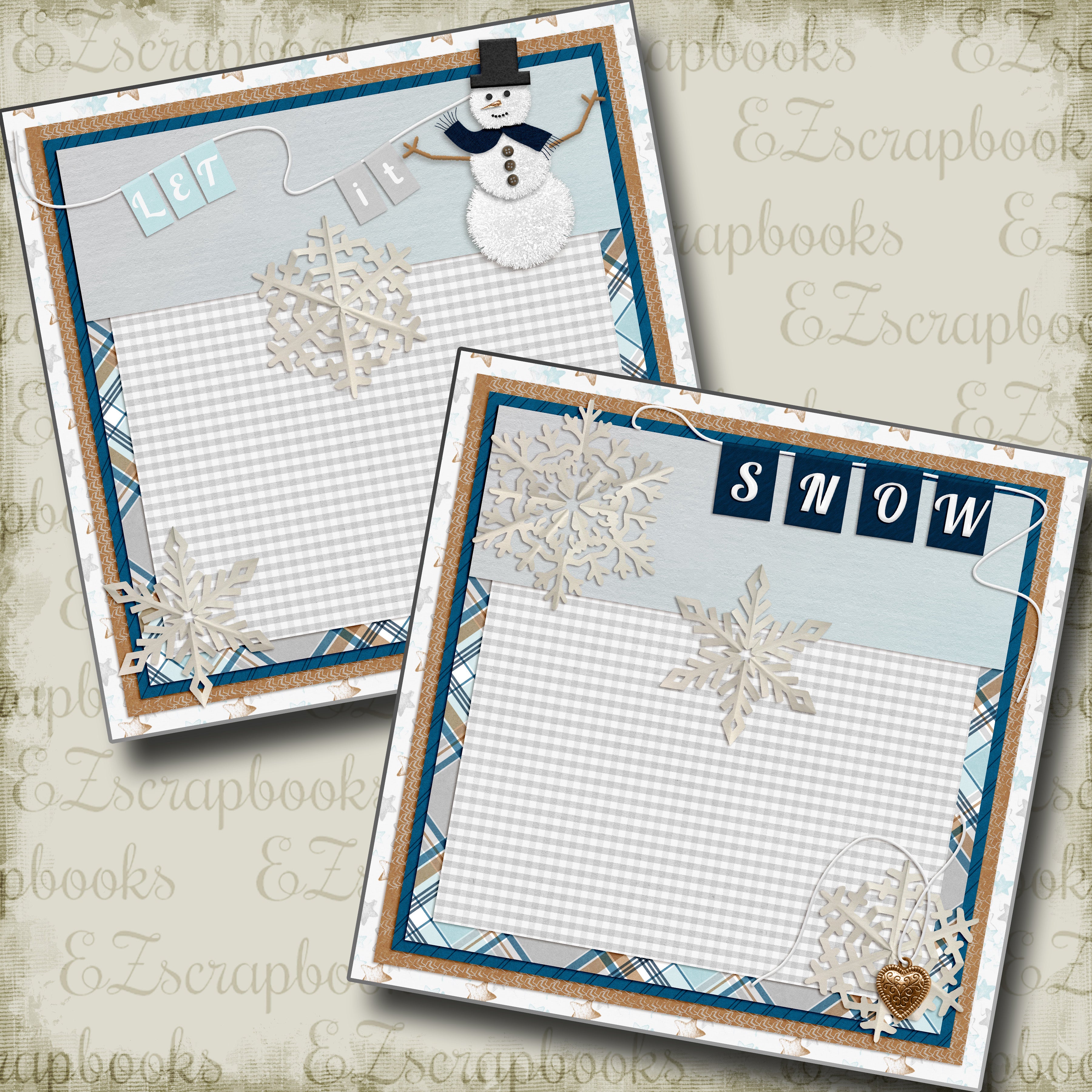 Let It Snow Snowman NPM - 5185 - EZscrapbooks Scrapbook Layouts Christmas, Snow, Winter