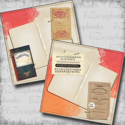 Vintage Compositions NPM - 5601 - EZscrapbooks Scrapbook Layouts back to school, School