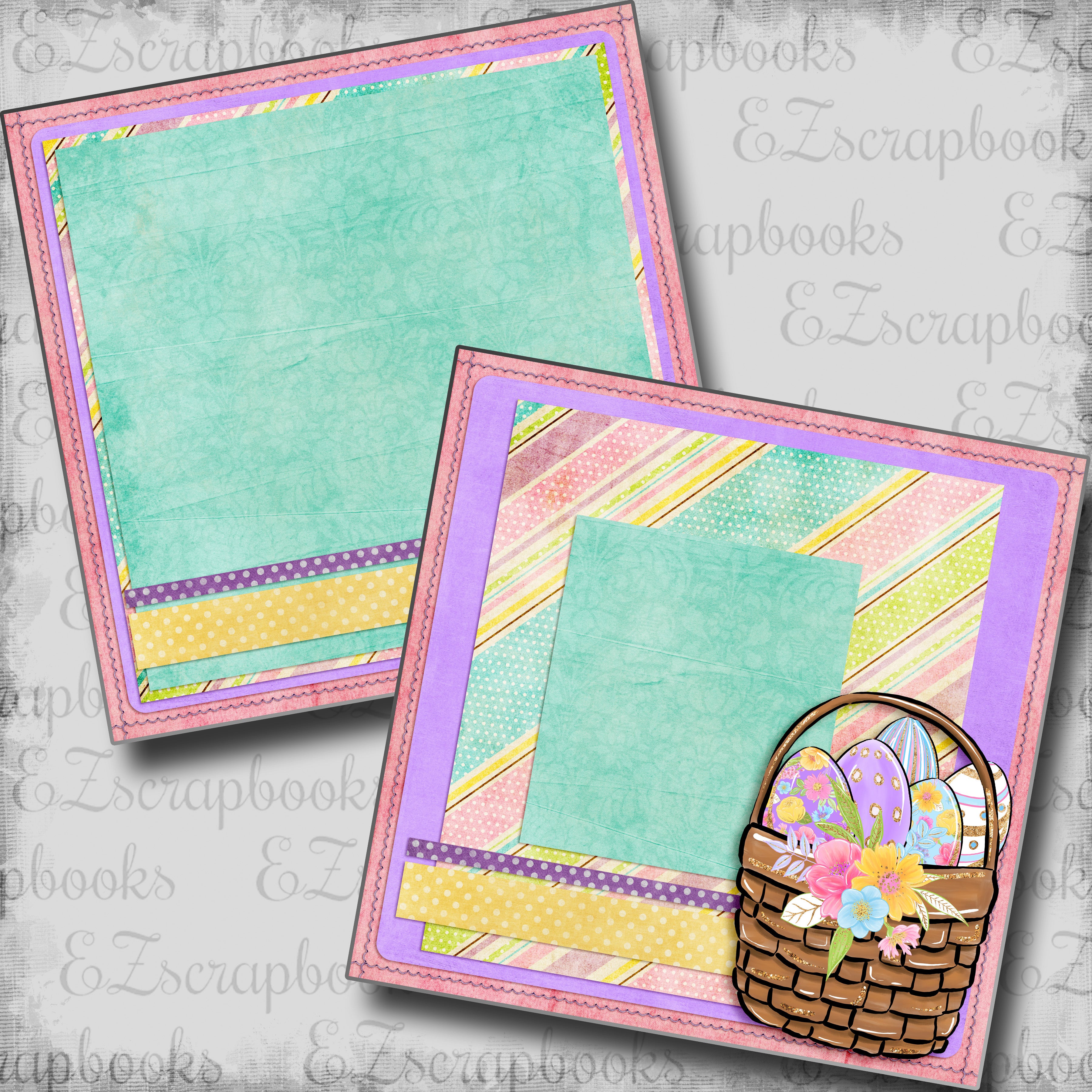Easter Basket NPM - 5351 - EZscrapbooks Scrapbook Layouts Spring - Easter