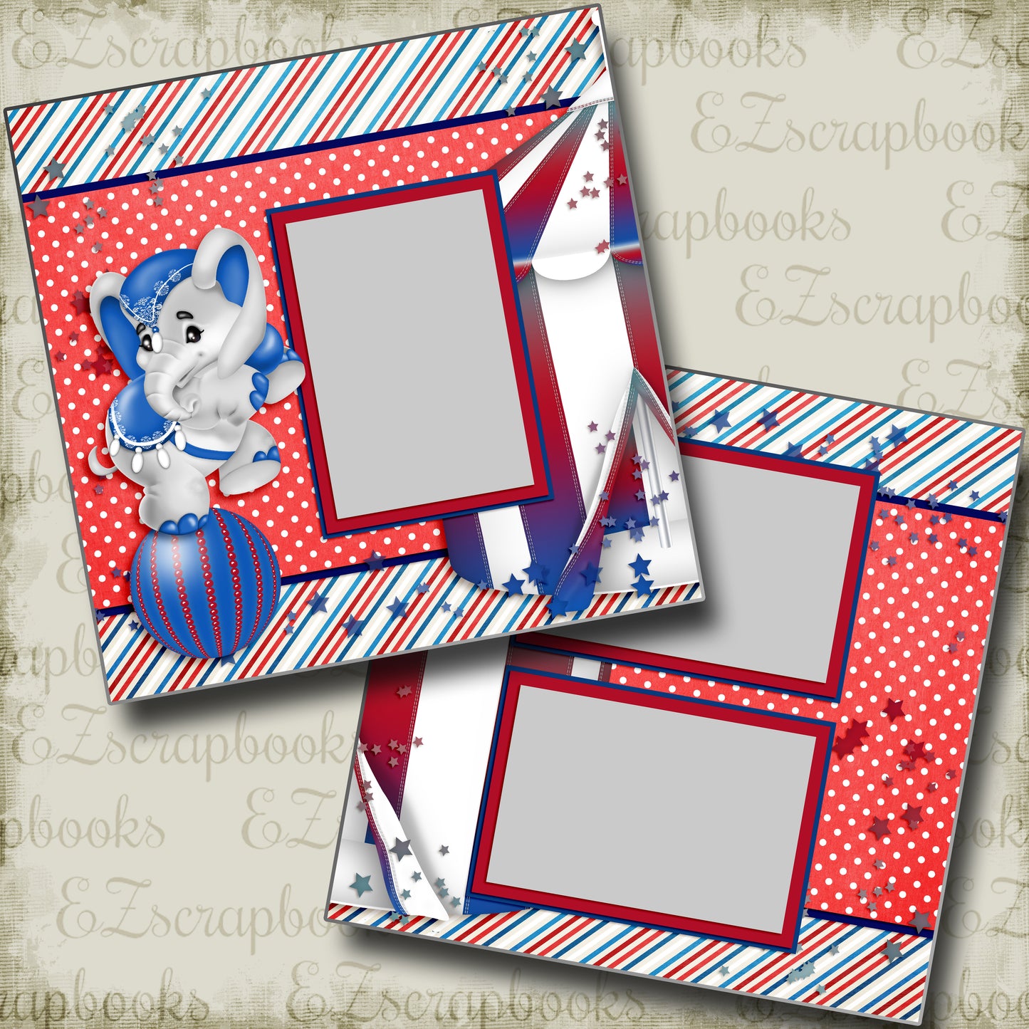 Circus Elephant - 3972 - EZscrapbooks Scrapbook Layouts circus