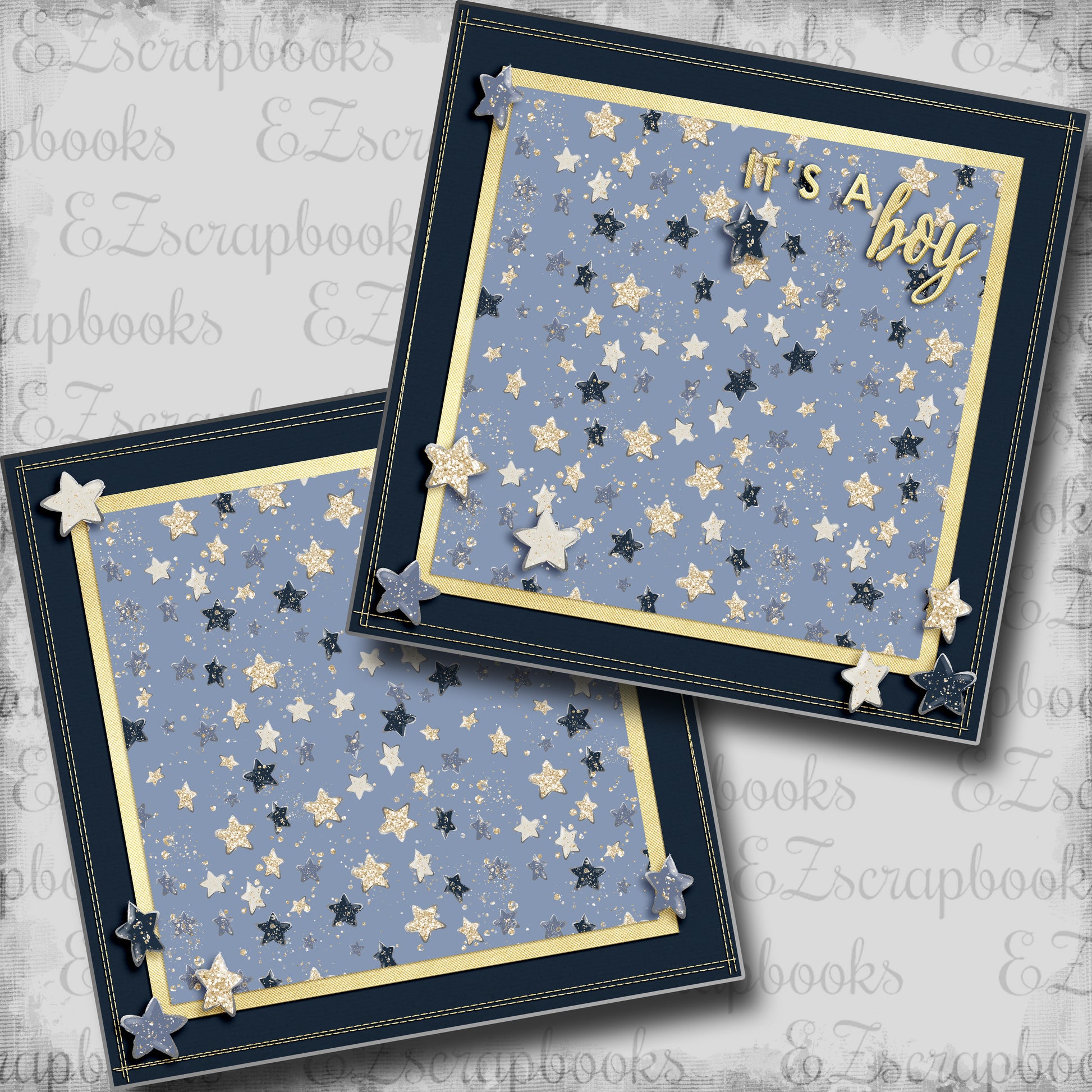 It's a Boy Stars NPM - 5427 - EZscrapbooks Scrapbook Layouts Baby