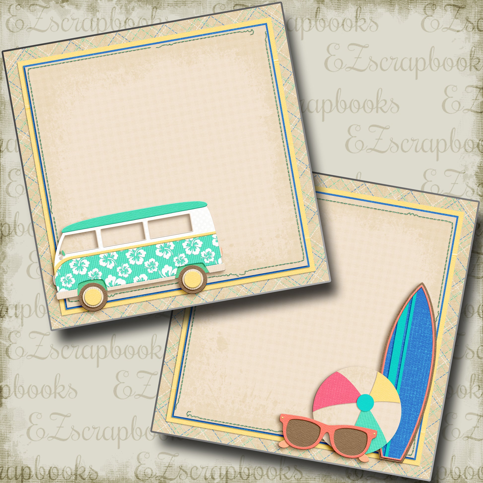 Beach Vacation NPM - 4063 - EZscrapbooks Scrapbook Layouts Beach - Tropical, Summer, Swimming - Pool