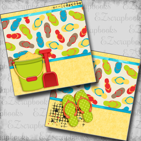 Flip Flops & Sand Toys NPM - 5587 - EZscrapbooks Scrapbook Layouts Beach - Tropical, Swimming - Pool