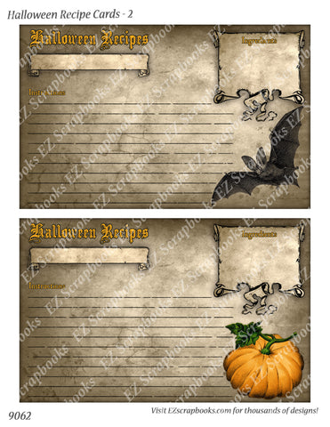 Halloween Recipe Cards 2 - 9062 - EZscrapbooks Scrapbook Layouts Halloween