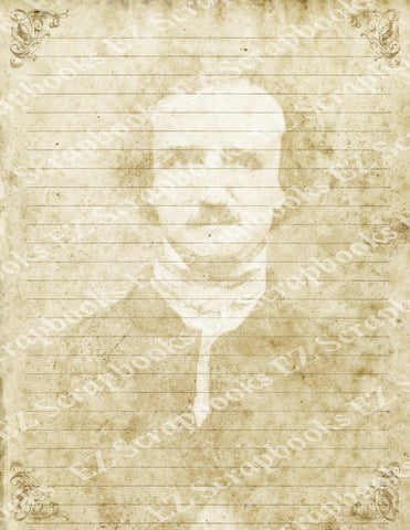 Poe Stationary Paper 1 - 9069 - EZscrapbooks Scrapbook Layouts Edgar Allen Poe, Halloween