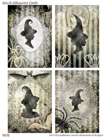 Witch Silhouette Cards - 9076 - EZscrapbooks Scrapbook Layouts Halloween
