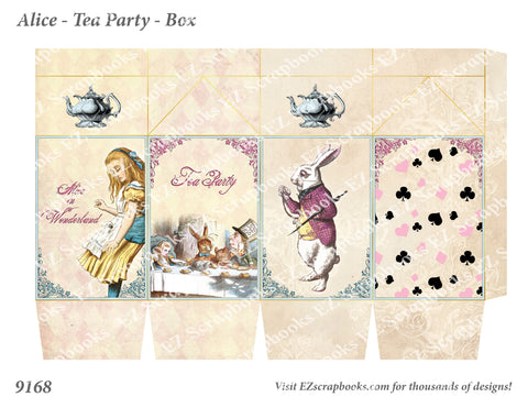 Alice Tea Party Box - 9168 - EZscrapbooks Scrapbook Layouts Wonderland