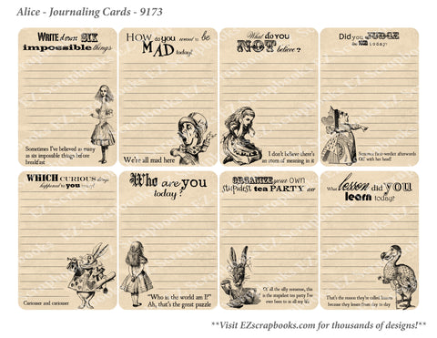 Alice Journaling Cards - 9173 - EZscrapbooks Scrapbook Layouts Wonderland