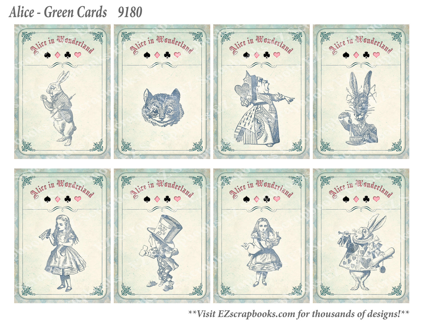 Alice Green Cards - 9180 - EZscrapbooks Scrapbook Layouts Wonderland