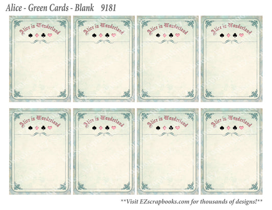 Alice Green Blank Cards - 9181 - EZscrapbooks Scrapbook Layouts Wonderland