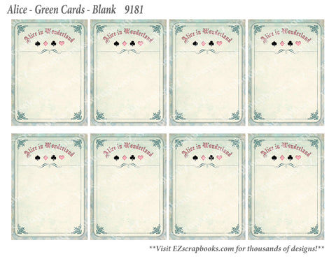 Alice Green Blank Cards - 9181 - EZscrapbooks Scrapbook Layouts Wonderland
