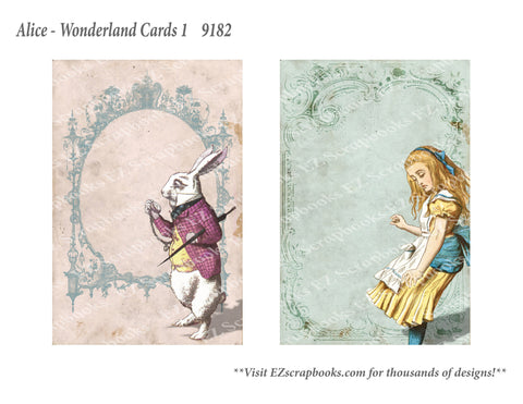 Wonderland Cards 1 - 9182 - EZscrapbooks Scrapbook Layouts Wonderland