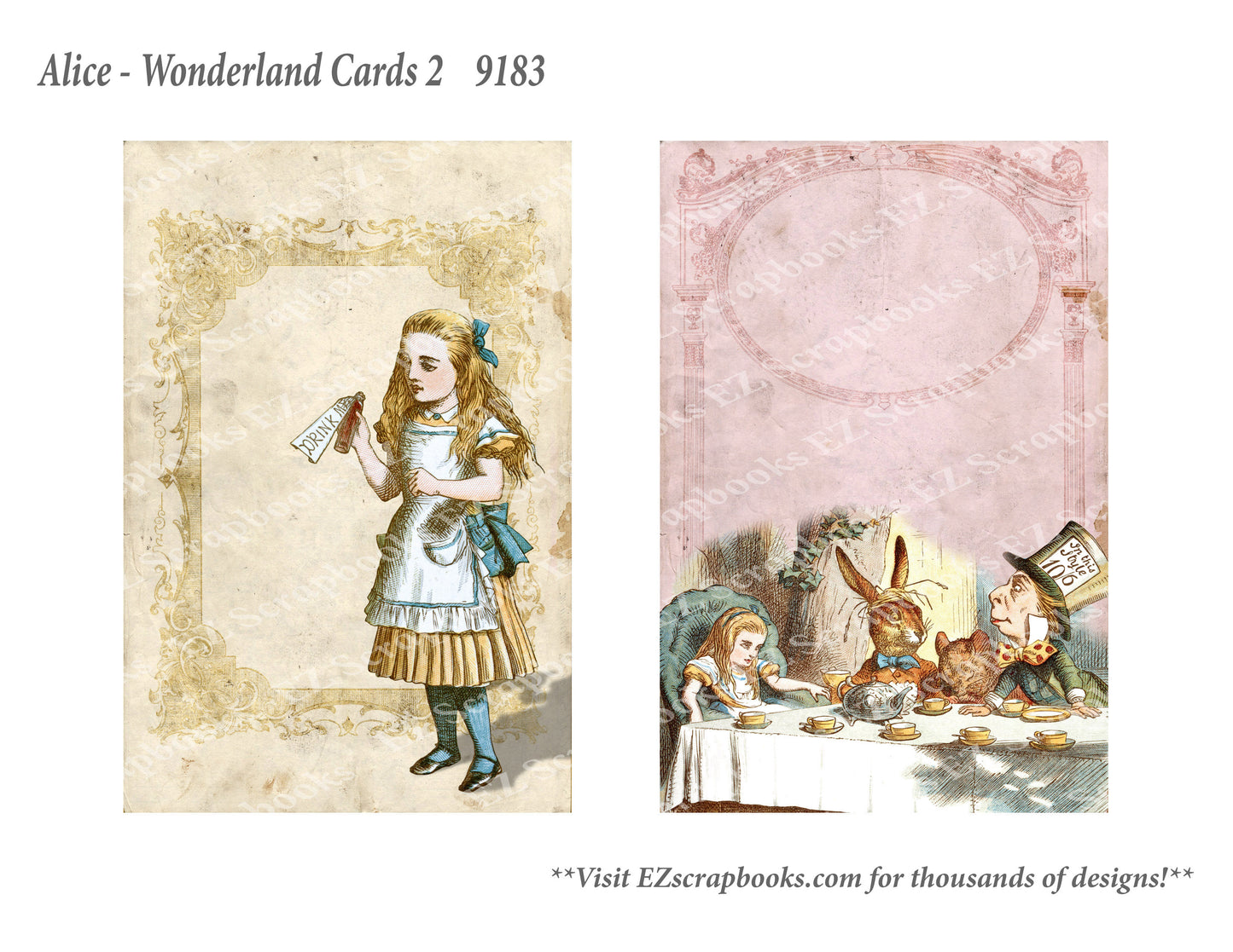 Wonderland Cards 2 - 9183 - EZscrapbooks Scrapbook Layouts Wonderland
