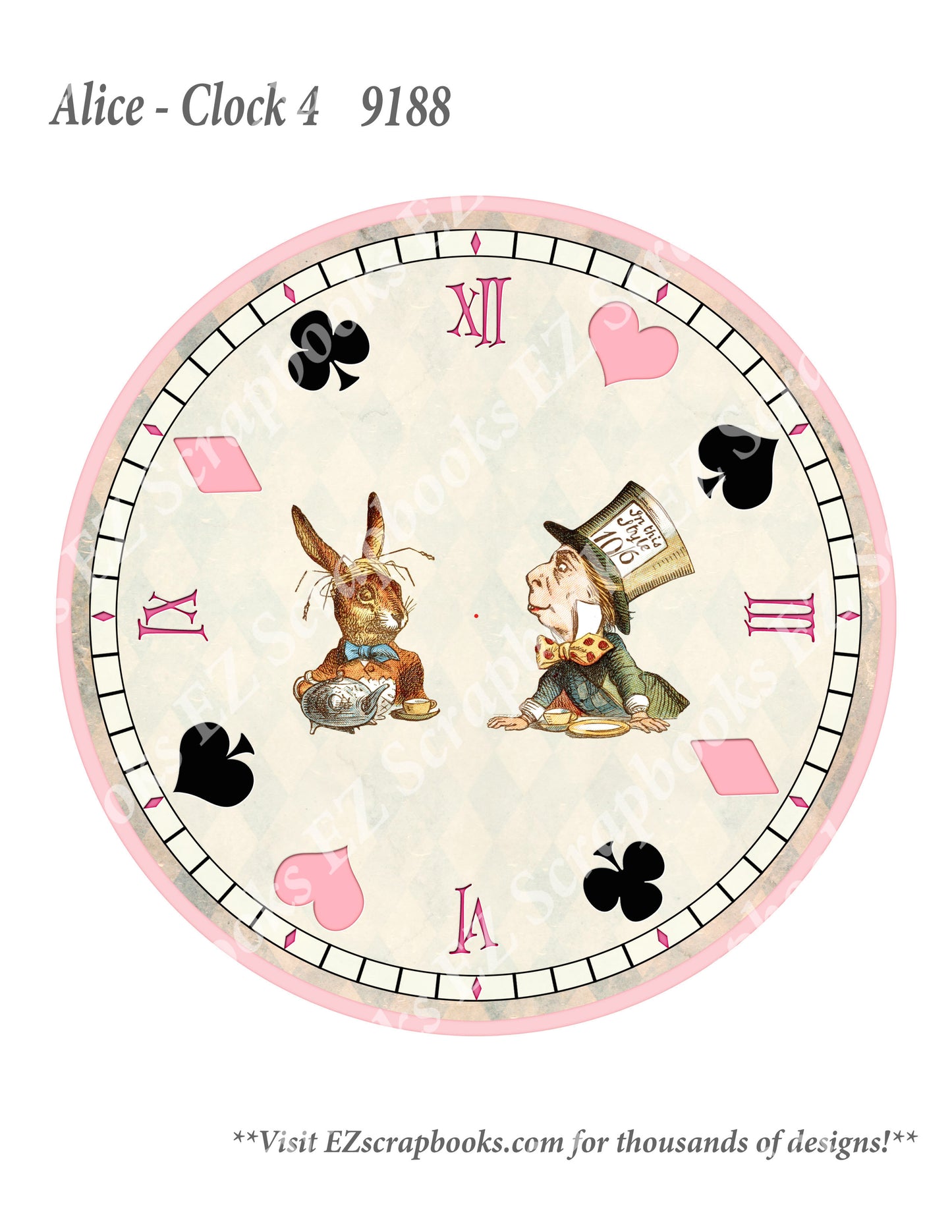 Alice Clock 4 - 9188 - EZscrapbooks Scrapbook Layouts Wonderland