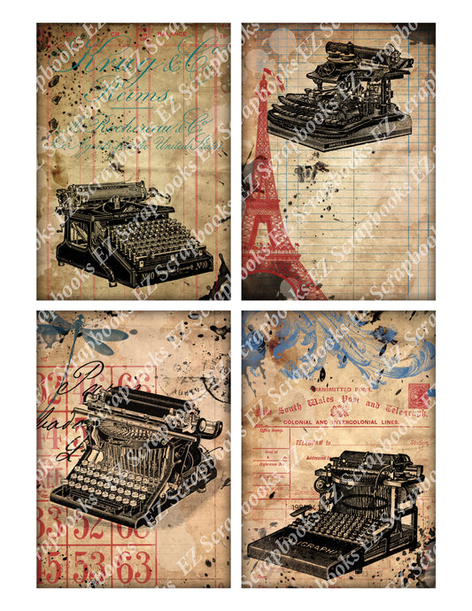 Grunge Typewriter Cards - 9206 - EZscrapbooks Scrapbook Layouts Cards