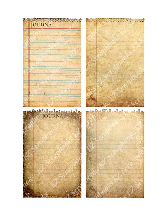 Tattered Journal Sheets - 9208 - EZscrapbooks Scrapbook Layouts Journal Sheets