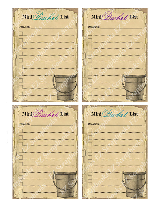 Mini Bucket List Cards - 9221 - EZscrapbooks Scrapbook Layouts Cards