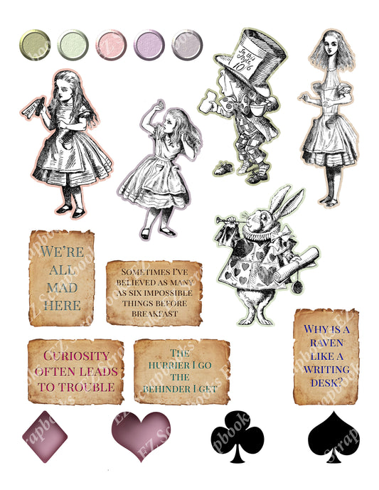 Alice Embellishments - 9230 - EZscrapbooks Scrapbook Layouts Wonderland