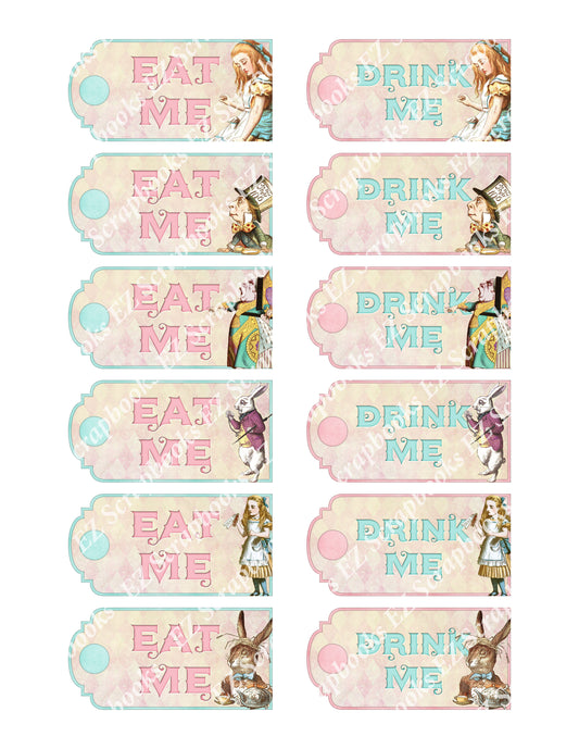 Eat Me Drink Me Pastel Tags - 9231 - EZscrapbooks Scrapbook Layouts tags, Wonderland