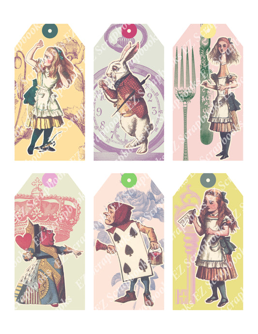 Alice in Wonderland Tags - 9232 - EZscrapbooks Scrapbook Layouts tags, Wonderland