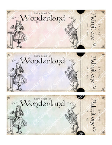 Wonderland Entry Tickets Pastel - 9250 - EZscrapbooks Scrapbook Layouts Tickets, Wonderland