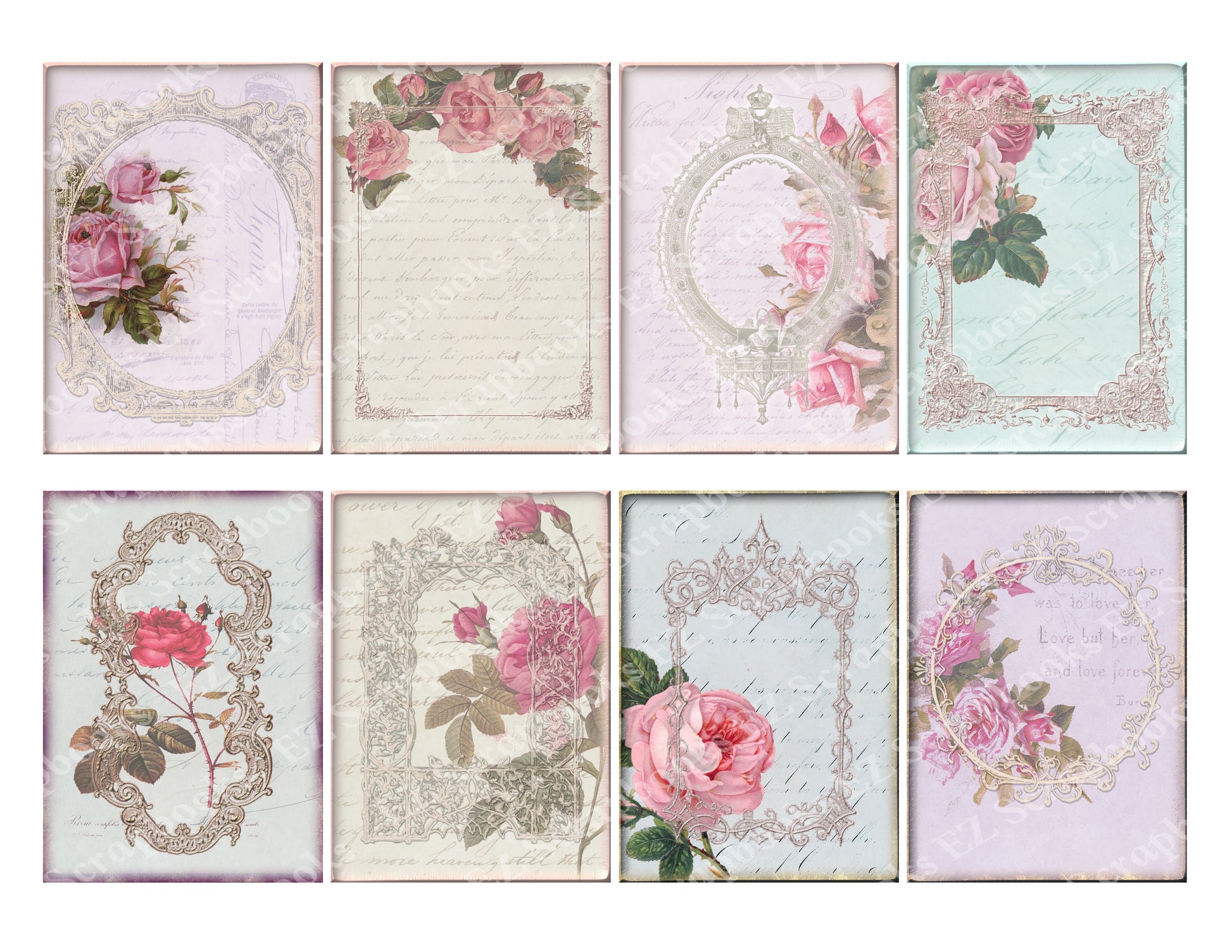 Flowers & Frames - 9257 - EZscrapbooks Scrapbook Layouts Cards, Flowers