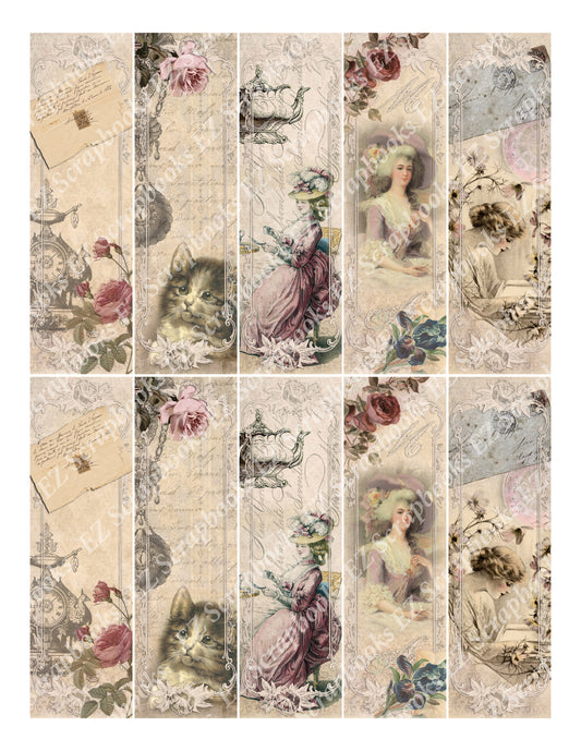 Shabby Bookmarks - 9268 - EZscrapbooks Scrapbook Layouts Flowers