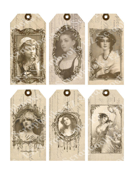 Women Frame Tags - 9307 - EZscrapbooks Scrapbook Layouts 