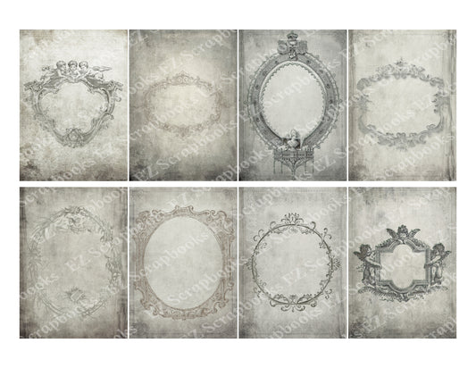 Tattered Frames ATC Greytone - 9314 - EZscrapbooks Scrapbook Layouts Cards